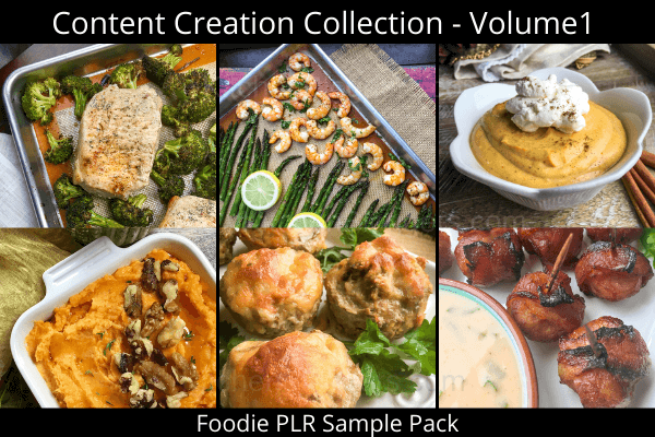 collection of recipe PLR with photos and other food-related content