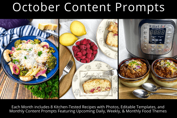 October Monthly Content Prompts for food bloggers
