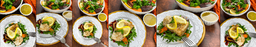 Swordfish with Rainbow Ribbon Salad Recipe PLR with Photos